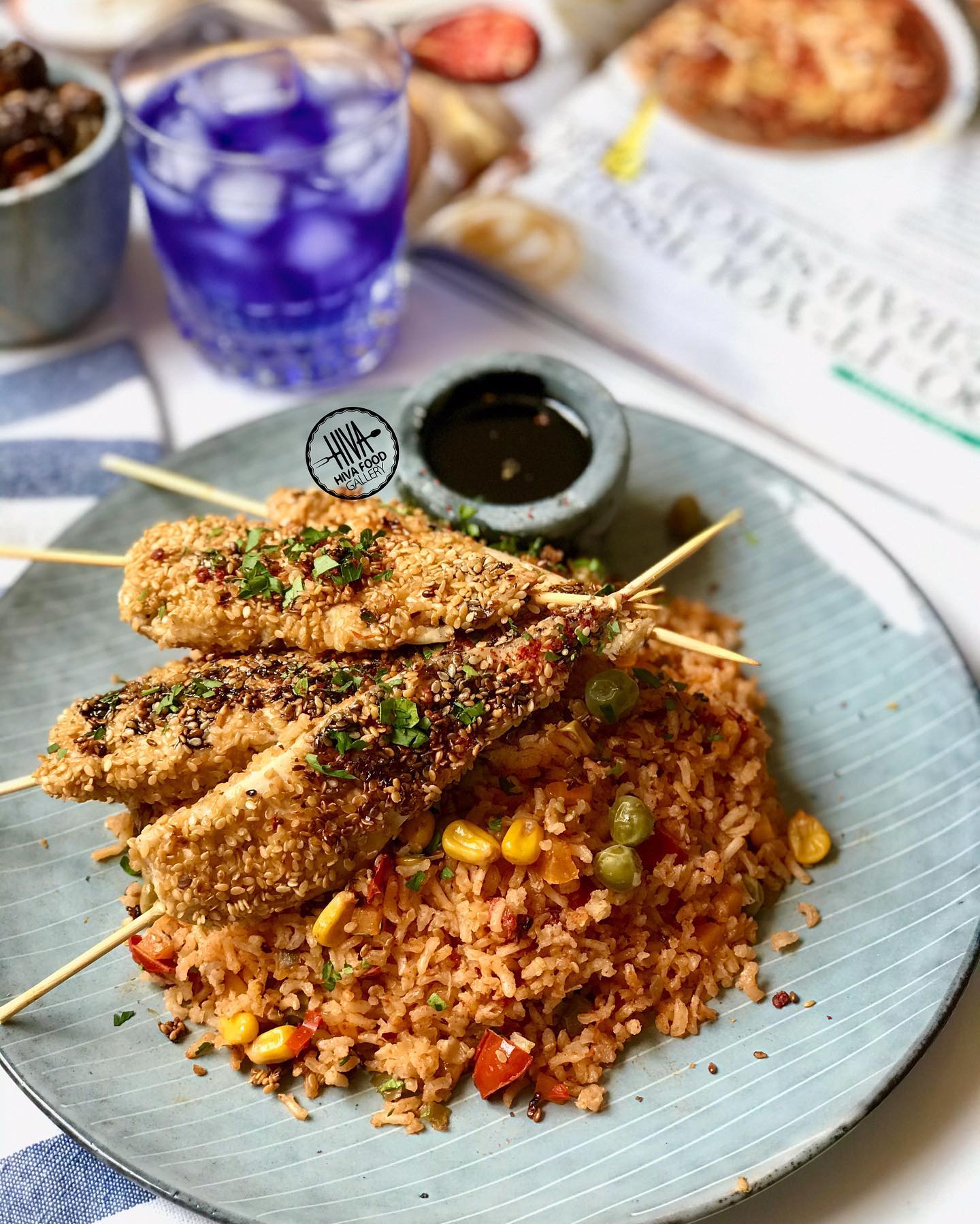 طرز تهیه پلو مخلوط با مرغ کنجدی